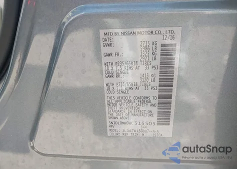 2017 Infiniti Qx60 from USA, damaged, VIN 5N1DL0MN0HC515505